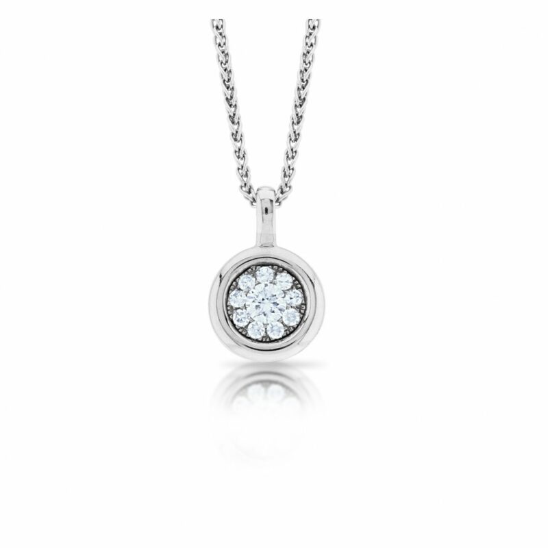 A pave set brilliant cut diamond pendant set in 18ct white gold