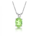 18ct white gold oval cut peridot pendant