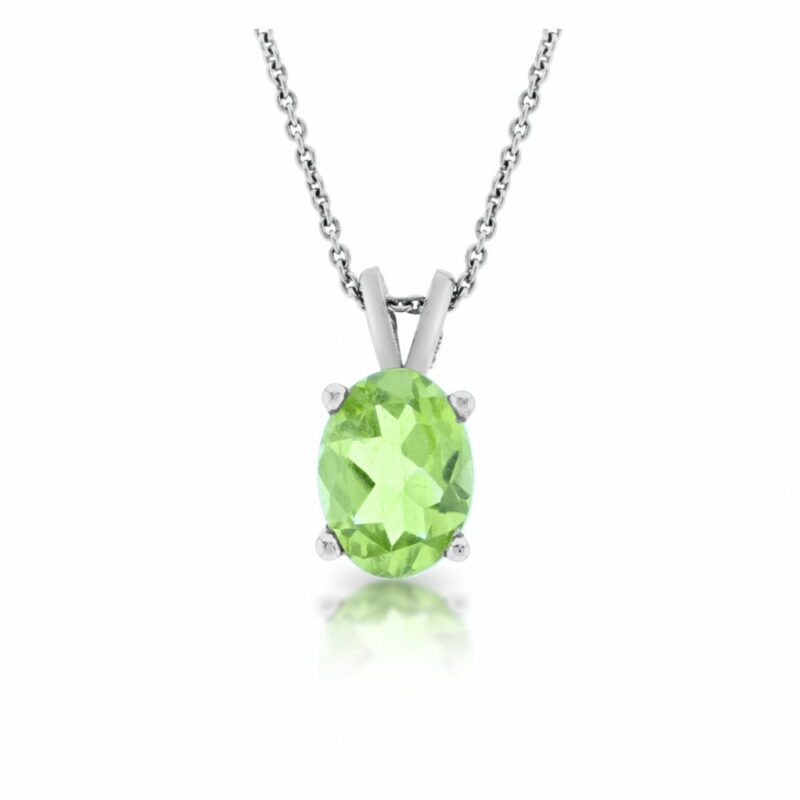 18ct white gold oval cut peridot pendant