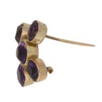 Antique Amethyst Cross Brooch in Yellow Gold