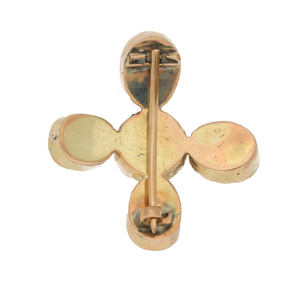 Antique Amethyst Cross Brooch in Yellow Gold