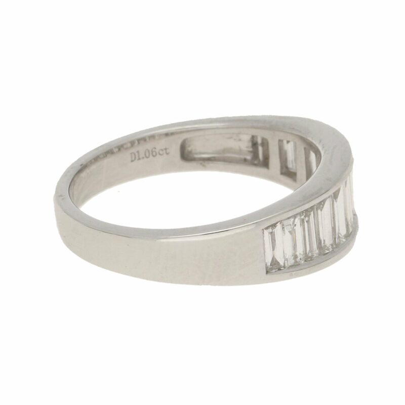 Graduated baguette-cut diamond half-eternity ring in white gold