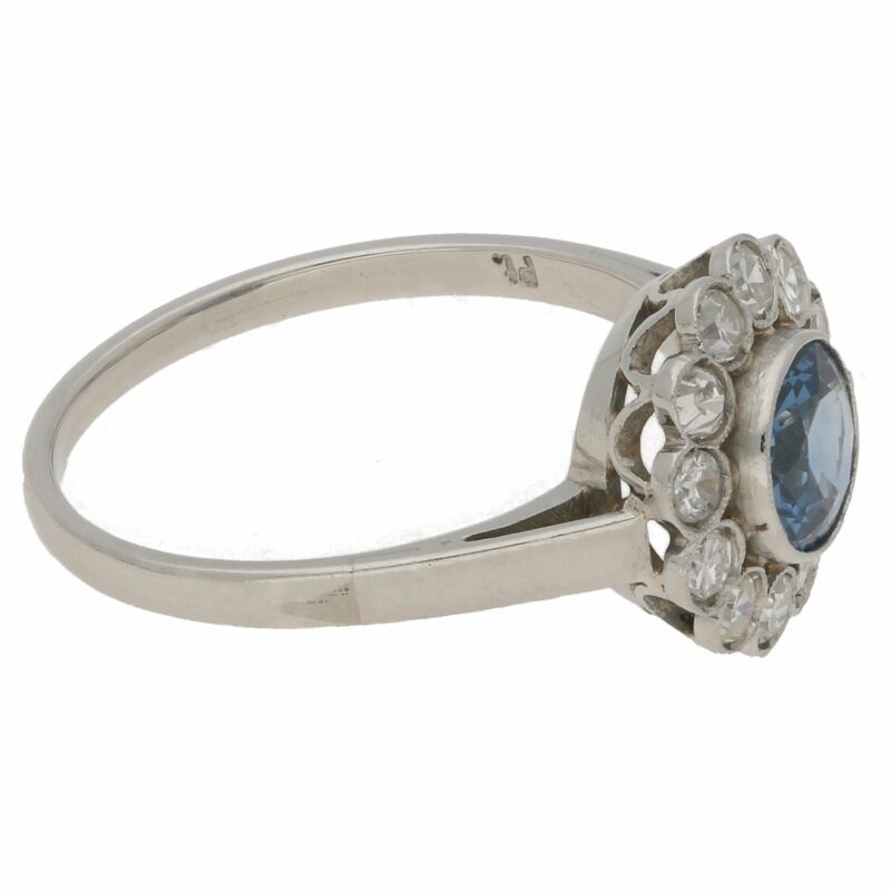 Art Deco Sapphire and Diamond Cluster Ring