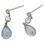 Aquamarine and Diamond Drop Earrings in White Gold