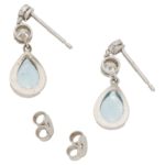 Aquamarine and Diamond Drop Earrings in White Gold