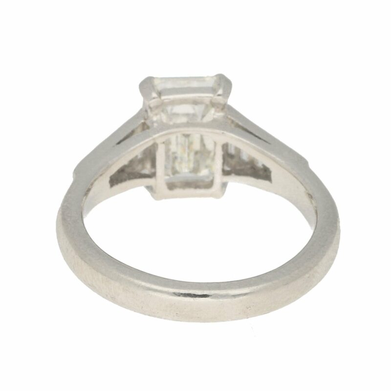 Emerald-Cut Diamond Ring with Baguette-Cut Shoulders White Gold