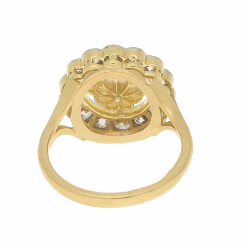 Pearl and Diamond Coronet Cluster Ring Yellow White Gold, c.2005