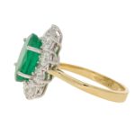 18ct Gold Emerald Diamond Cluster Ring