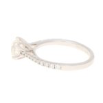 Diamond Solitaire Ring with Claw-Set Shoulders in White Gold