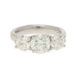 2.55ct Three-Stone Graduating Diamond Ring in Platinum