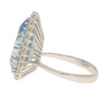 Aquamarine and Diamond Cluster Cocktail Ring in White Gold