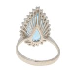 Aquamarine and Diamond Cluster Cocktail Ring in White Gold