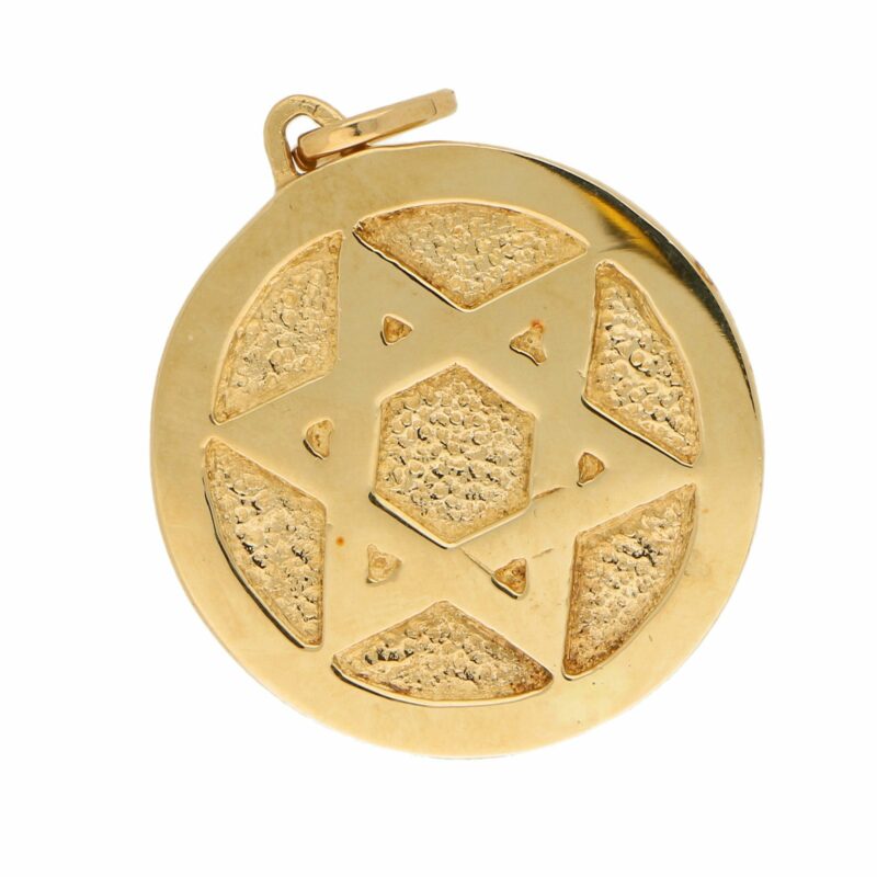 Saint Estephe and Star-Of-David Medallion Pendant in Yellow Gold