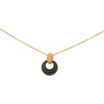 Vintage Van Cleef & Arpels Onyx Pendant Necklace in Yellow Gold