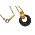 Vintage Van Cleef & Arpels Onyx Pendant Necklace in Yellow Gold