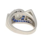 Oscar Heyman for Gumbiner Art Deco Diamond Sapphire Twist Ring