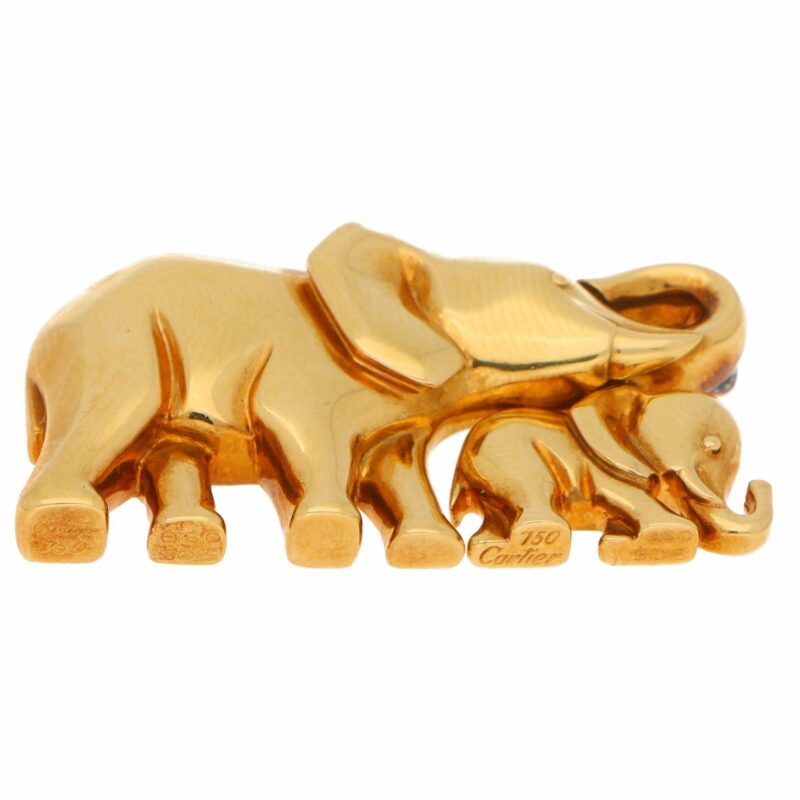 Cartier Elephant and Calf Brooch, circa 1990