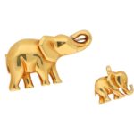 Cartier Elephant and Calf Brooch, circa 1990