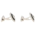 Art Deco-Style Diamond and Onyx Target Cufflinks in Platinum