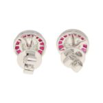 Art Deco-Style Diamond and Ruby Target Earrings in Platinum