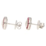 Art Deco-Style Diamond and Ruby Target Earrings in Platinum