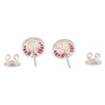 Art Deco-Style Diamond and Ruby Target Earrings in Platinum