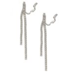 Diamond double line drop earrings