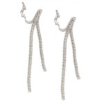 Diamond double line drop earrings