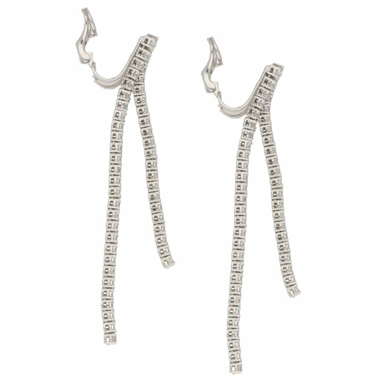 Diamond double line drop earrings