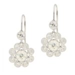 Old Mine Cut Diamond Cluster Earrings