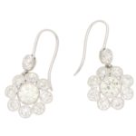 Old Mine Cut Diamond Cluster Earrings