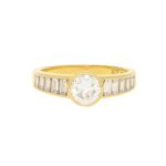 Elegant diamond ring with baguette diamond shoulders