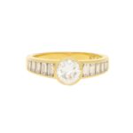 Elegant diamond ring with baguette diamond shoulders