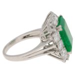 7.70ct Zambian Emerald and Diamond Cluster Cocktail Ring, 1960s