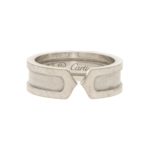 Vintage Cartier Double C Ring in White Gold