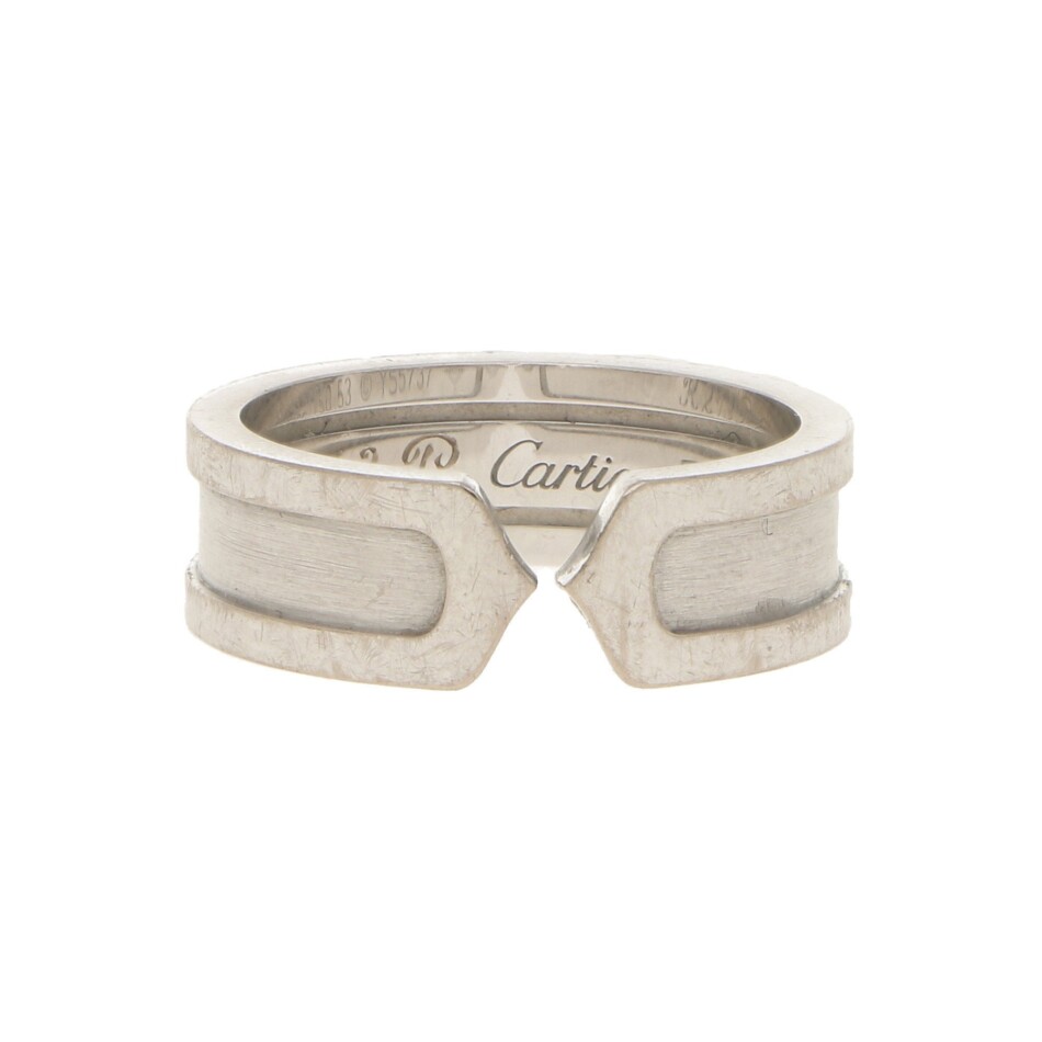 Vintage Cartier Double C Ring in White Gold