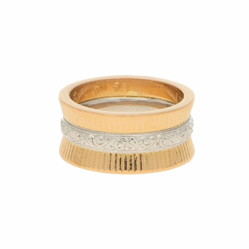 Vintage Greek Column Wedding Band Rose Gold Platinum, circa1960