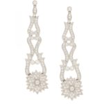 Fancy pair of diamond drop earrings