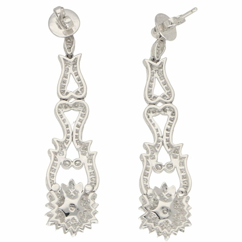 Fancy pair of diamond drop earrings