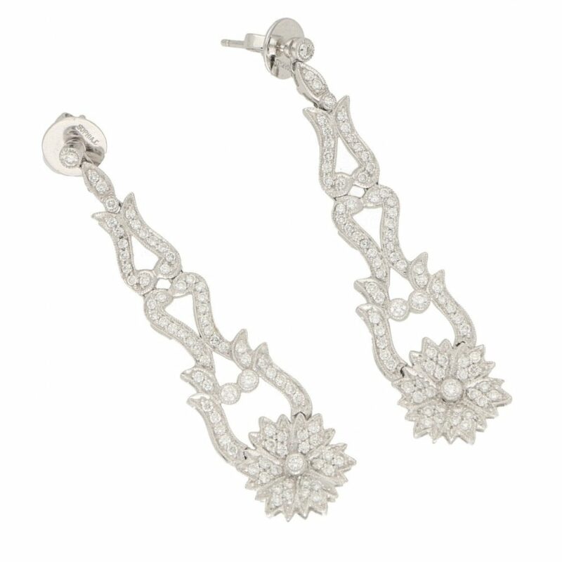 Fancy pair of diamond drop earrings