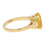 Vintage Yellow Sapphire and Diamond Three-Stone Ring Yellow Gold