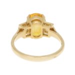 Vintage Yellow Sapphire and Diamond Three-Stone Ring Yellow Gold