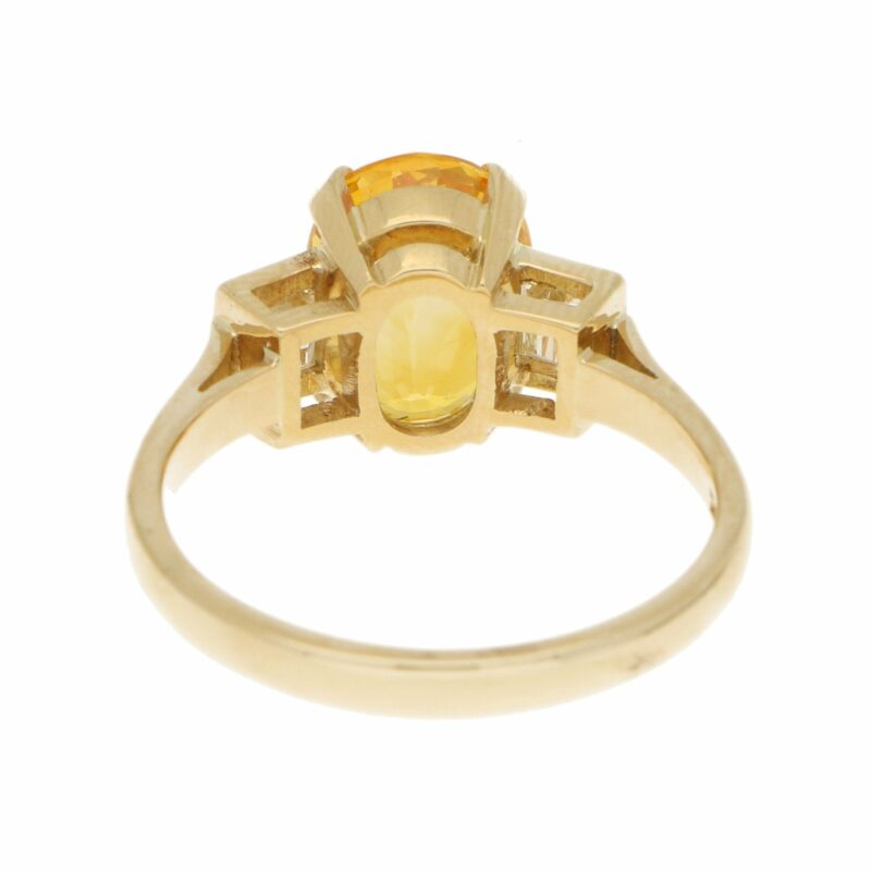 Vintage Yellow Sapphire and Diamond Three-Stone Ring Yellow Gold