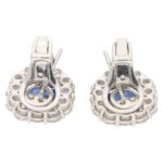 Sapphire and Diamond Cluster Stud Clip Earrings Platinum