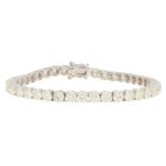 12.38ct Round Brilliant-Cut Diamond Line Bracelet in White Gold