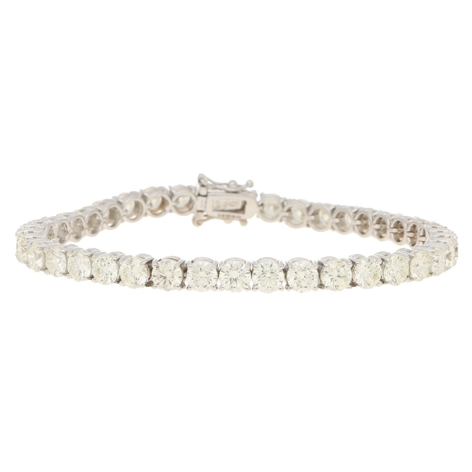 12.38ct Round Brilliant-Cut Diamond Line Bracelet in White Gold
