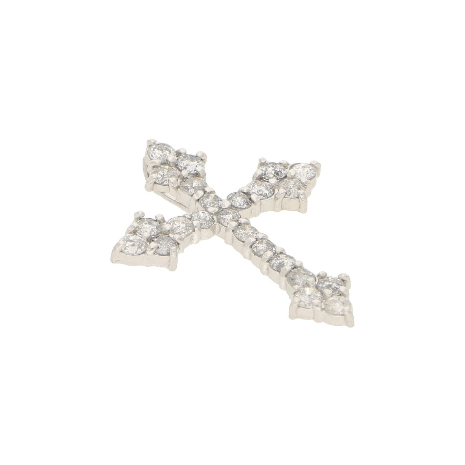 Stylized Diamond Cross Pendant in Platinum
