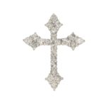 Stylized Diamond Cross Pendant in Platinum