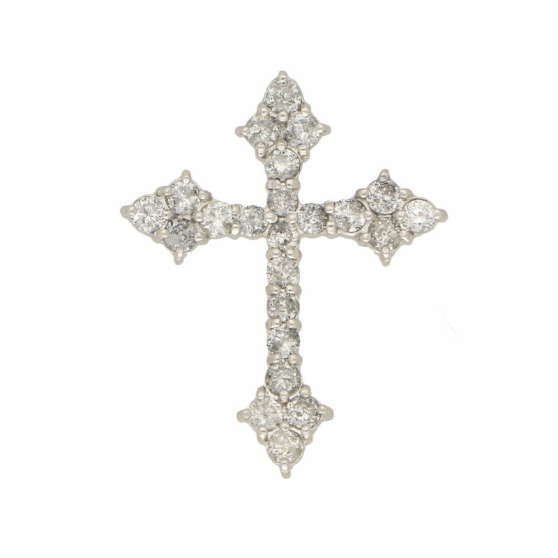 Stylized Diamond Cross Pendant in Platinum