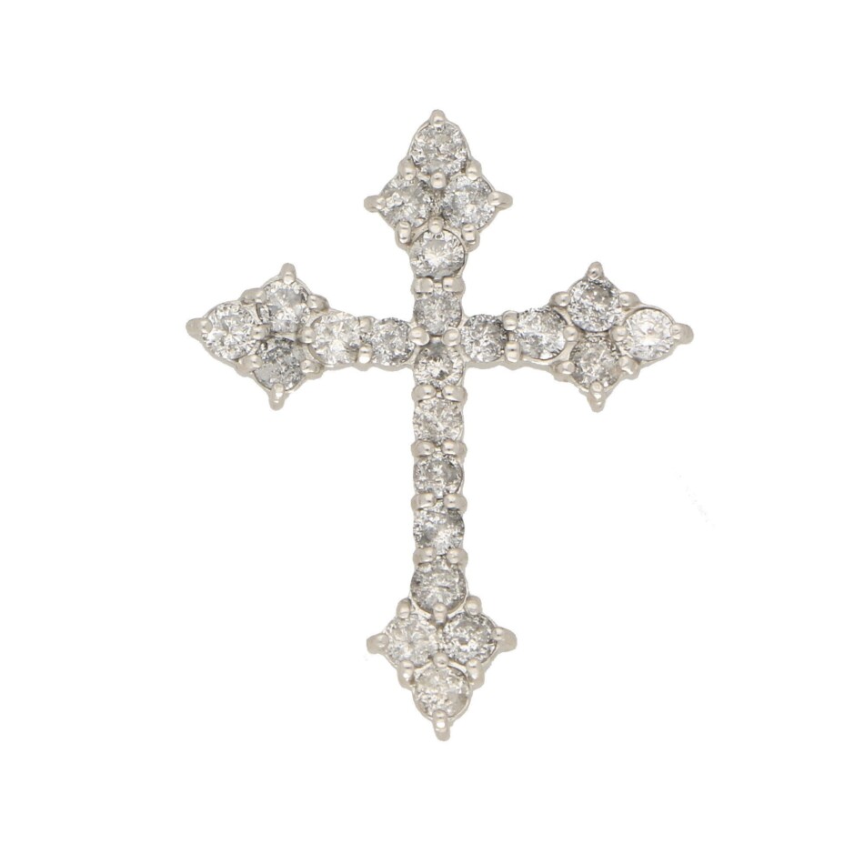 Stylized Diamond Cross Pendant in Platinum